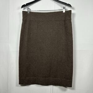 White + Warren Cashmere Blend Knit Pencil Skirt XL Brown Taupe Midi